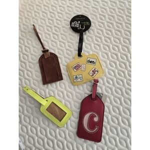 Luggage Tags Lot Of 4 Various NWT Leather Fun Colors